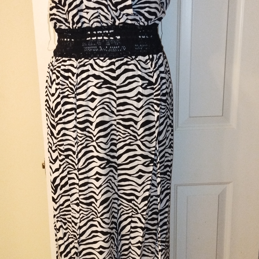 Arden B Black and White Zebra Print Jumpsuit